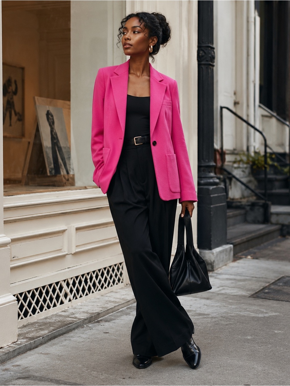 Harvé Benard Wool Cashmere Blazer Luxury Structured Jacket Bright Pink EUC Sz 8